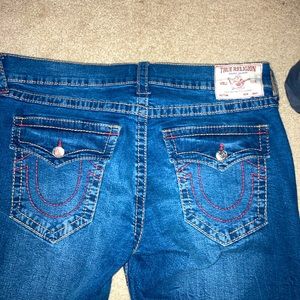 True Religion Jeans Size 36 Relaxed Slim Red Stitching